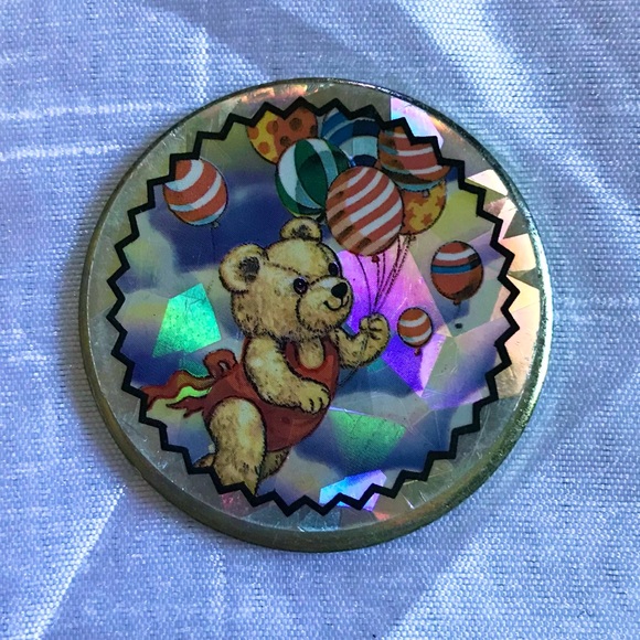 Rare Vintage Holographic Metal Bear pog slammers 1990s - Picture 2 of 4